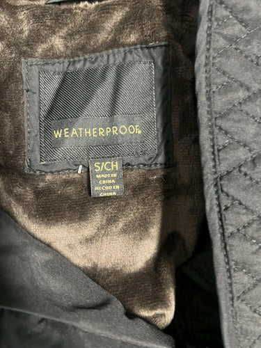 Weatherproof Womens Quilted Jacket Black Barn Gold Buttons Faux Fur Size S