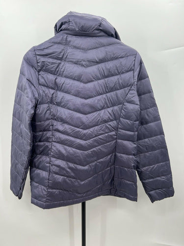 32 Degrees Jacket Womens Gray Purple Hooded Packable Down Puffer Chevron Warm XS 32 Degrees