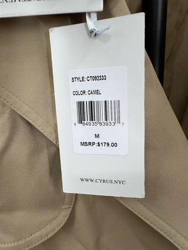 Cyrus Trench Coat Womens Camel Double Breasted Long Jacket CT092333 Classic M Medium