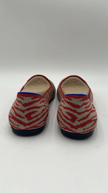Girls Rothy’s “THE LOAFER” White/Red Zebra Print Knit Round Toe Flats Size 4 Rothy’s