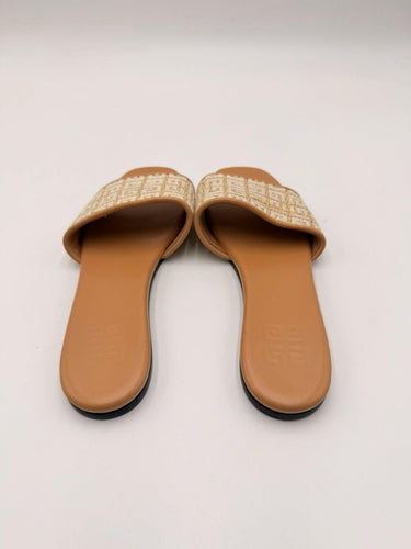Givenchy 4G raffia Canvas Strap Flat Mule Sandals Size 35.5