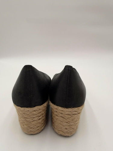 Adrienne Vittadini Bailee Womens Black Espadrille Wedge Peep Toe Size 9
