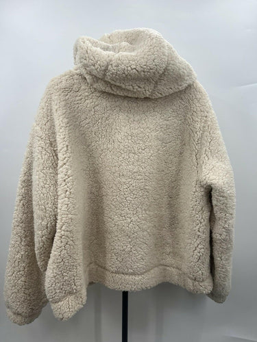 Arizona Jean Co Jacket Womens Natural Faux Fur Sherpa Hooded Zip Up Fleece XXL AriZona