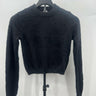 Abound Fuzzy Sweater Crop Black Eyelash Knit Long Sleeve XS Abound