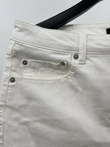 FRYE White Straight Leg Jeans Womens High Rise Cropped Denim Classic 8/29 Frye