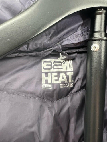 32 Degrees Jacket Womens Gray Purple Hooded Packable Down Puffer Chevron Warm XS 32 Degrees
