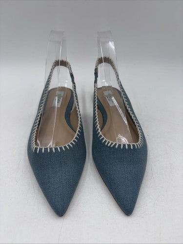 Steven New York Malina Flats Blue Jean Woven Pointed Toe Shoes Size 8 Steven by Steve Madden