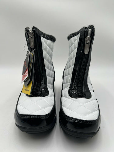 Khombu Megan White Black Quilted Snow Boots Winter Zip Womens 7W Khombu