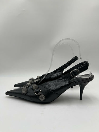 Balenciaga Cagole 70mm slingback pumps in black Leather Size 37