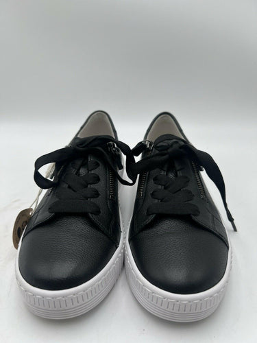 Gabor Cervo Schwarz Ice Black Leather Platform Sneaker Womens SIZE 7.5 M Gabor