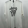 Designs Untitled White crewneck t-shirt features bold, black Graphic Size XL White