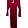 Fraiche by J red velvet midi dress, long sleeves side draped detail Size S Red Velvet