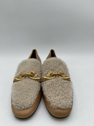Tory Burch Women's Jessa Shearling Loafers in Caramel Corn Size 6M