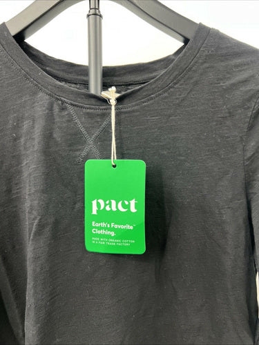 NWT Pact Organic Cotton Black T-Shirt Tee Earths Favorite Fair Trade Size S Pact