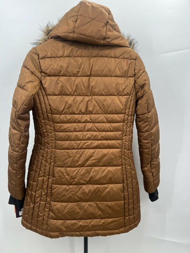 HFX Outdoors Puffer Jacket Womens Copper Brown Faux Fur Hood NWT Size S Hood