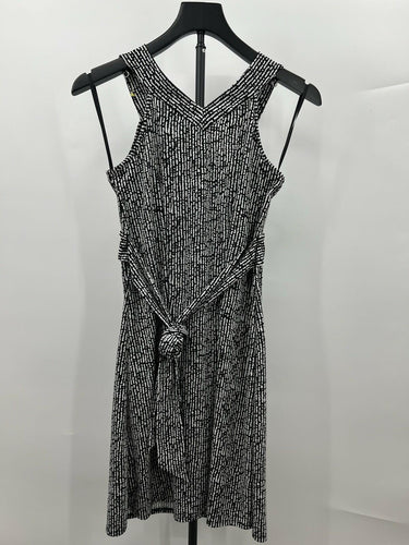 Ann Taylor LOFT Womens Black White Print Twist Knot Front Shift Dress 0 LOFT