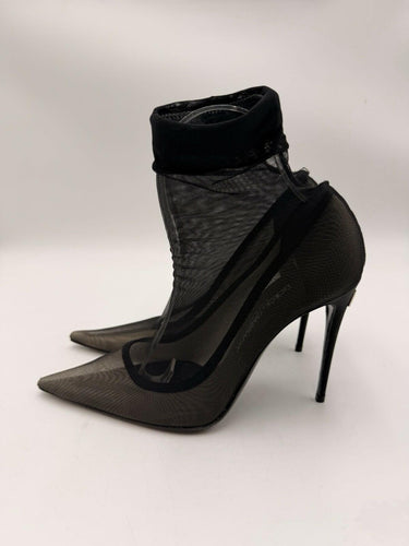 Dolce & Gabbana Women's Black Stretch Tulle Ankle Heel Booties Shoes Size 36.5 Dolce&Gabbana