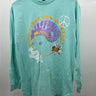 Abound Good Vibes T-Shirt Long Sleeve Yin Yang Daisy Teal M Abound