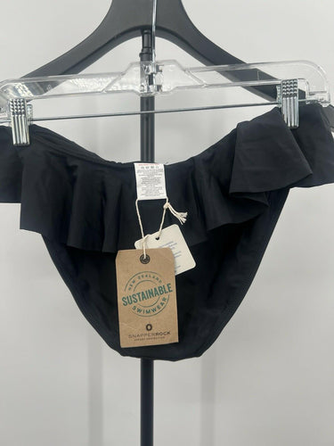 Snapper Rock Bikini Bottom Black Ruffle Waist Swim ECONYL UPF50+ L Snapperrock