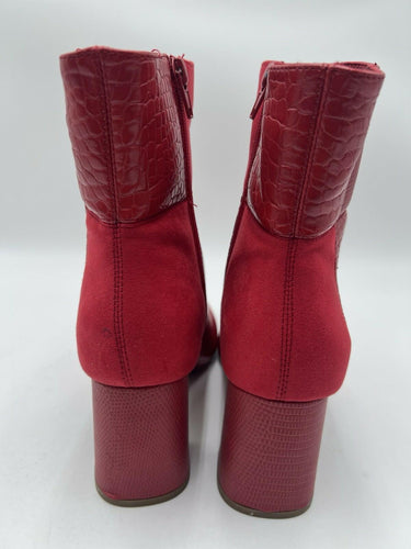 Sugar Element Red Lizard Patchwork Block Heel Ankle Boots Womens 8 Sugar
