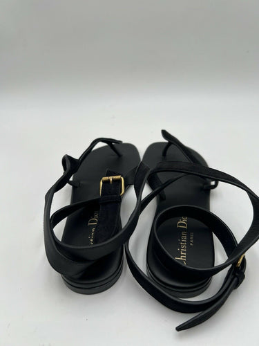 Christian Dior "Dior Up" flat thong sandals Black Leather / Suede Size 37 Dior