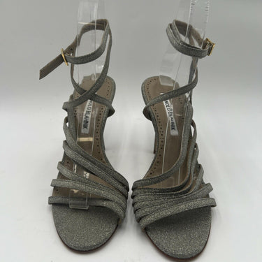 Manolo Blahnik Glitter Strappy Open Toe Ankle Strap High Heels Sandals 36.5 Manolo Blahnik
