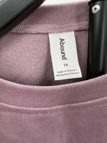 Abound Tank Top Crop Velour Velvet Mauve Sleeveless Crew Neck NWT - 1X