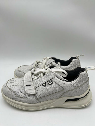 Men’s Prada Mechano White Leather Mid Strap sneakers Size 8UK PRADA