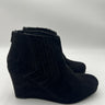 Sugar Juliette Black Micro Suede Chevron Wedge Ankle Boots Womens 7.5 Sugar