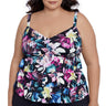 Swim Solutions Plus Size Floral-Print Tiered Tankini Top, 18W Swim Solutions