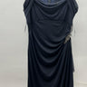 Alex Evenings Navy Blue Cowl Draped Evening Gown Beaded Formal Long Dress 14 Alex Evenings