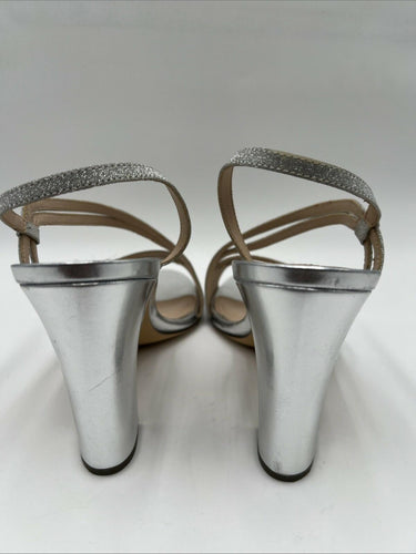 Women’s Nina New York Shaya Silver Glitter Block Heel Pumps Size 9M Nina
