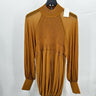 Proenza mustard Schouler Woman top High Neck Ribbed Knit Pleated Sleeves Size 4 Proenza