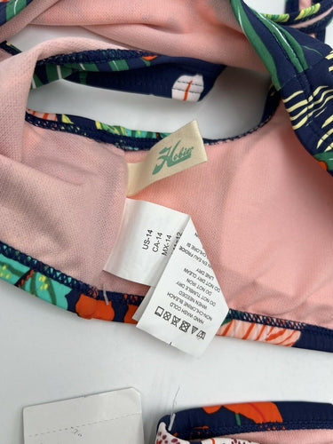 Hobie Girls 2 Piece Bikini Set Navy Tropical Floral  14 Hobie