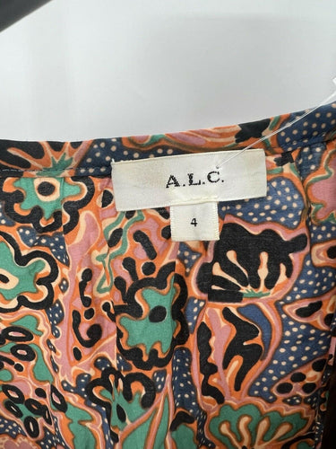 ALC Top Womens Floral Ruffle Sleeve Square Neck Boho Cotton Blend 4 A.L.C.