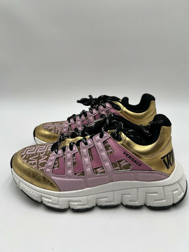 Versace Women's Trigreca Sneakers in gold and pink Size 37 Versace