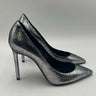Women’s Saint Laurent Zoe Metallic Silver Leather Pumps Size 38 Saint Laurent