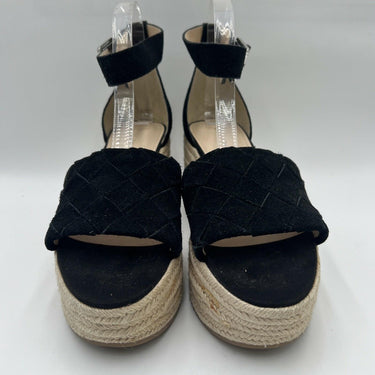 Women’s Marc Fisher Vixta black suede platform espadrille wedge sandal Size 9.5M Marc Fisher