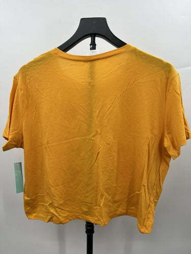 Abound Top Orange Slice Mustard Bubble Hem Cropped T-Shirt Tee L Abound