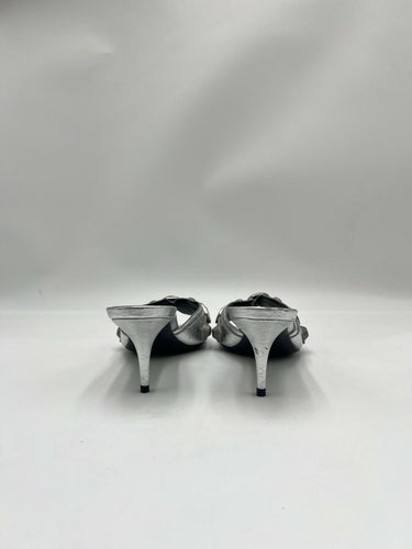 Balenciaga Cagole 70mm slingback pumps in Silver Leather Size 37.5