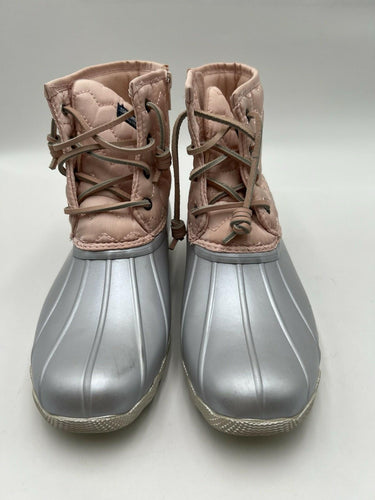 Sperry Saltwater Blush Pink Quilted Duck Boots Size 5