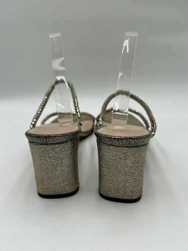 FABYL Gold Glitter Rhinestone Block Heel Mule Sandals Size 14