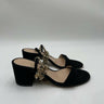 Gianvito Rossi black suede Gold Chain block-heel sandals Size 35 GIANVITO ROSSI