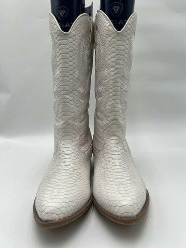 Coconuts Gaucho White Snakeskin Cowboy Boots Size 9.5