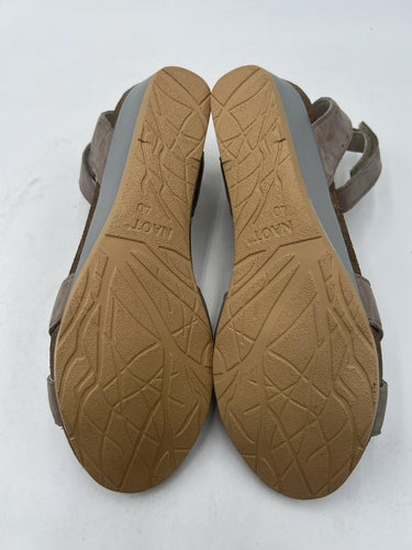 Naot Wand Taupe Nubuck Cork Wedge Sandal Womens Ankle Strap Size 9 Naot