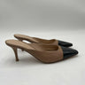 Gianvito Rossi patent leather cap-toe mules in beige and black Size 38.5 GIANVITO ROSSI