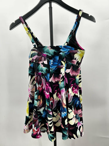 Swim Solutions Woman’s LANAI Printed Bow-Front Tummy Control Swimdress Size 10 Swim Solutions