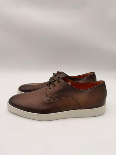 Men’s Santoni Dilate Derby Sneakers burnished brown leather Size 10