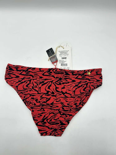 Malai Woman’s swimwear bikini bottom Reversible Red/black Zebra Print Size M