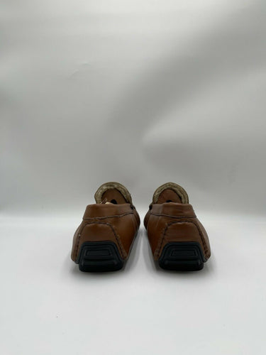 Men’s Cavalli Class brown leather shearling-lined driving loafers Size 44